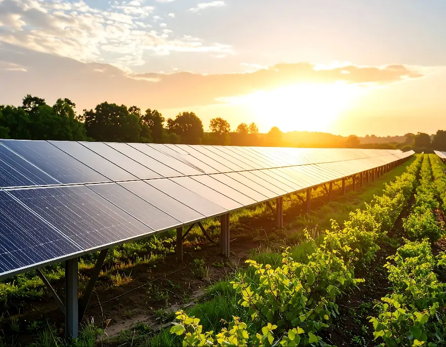 solar panels on a farm